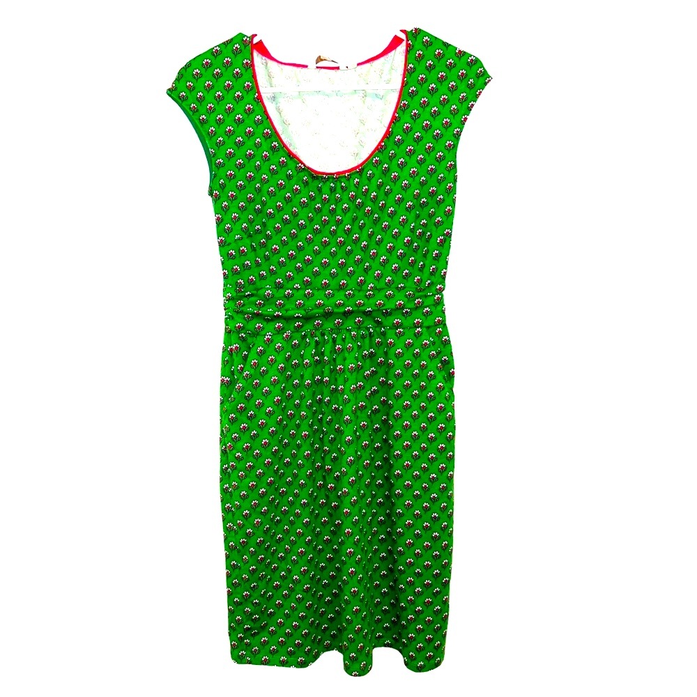 Boden Women’s Green Print Jersey Dress With Pockets Size 6R